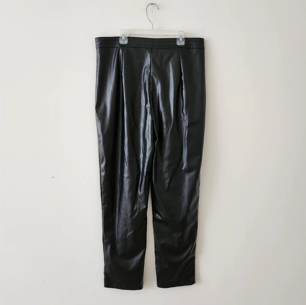 Princess Polly Love Club Faux Leather Straight Leg Pants Black 12 - Picture 7 of 11